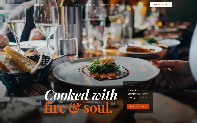 Homepage of the Ember & Oak demo site