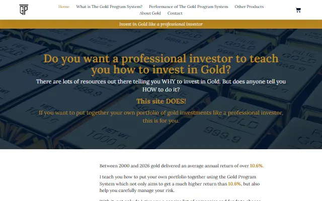 The Gold Program homepage we built