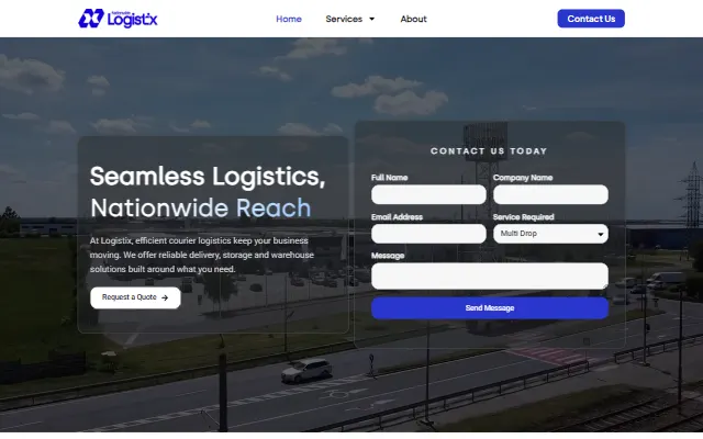 The Nationwide Logistix homepage we built