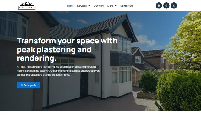 The Peak Plastering and Rendering homepage we built
