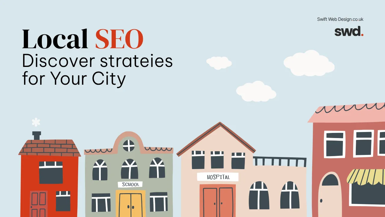 Web design Sheffield local SEO checklist shown next to a map pin over the city