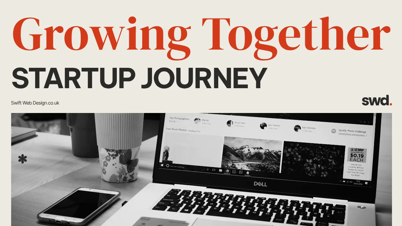 A website for startup founders shown as a simple, credible homepage on a laptop