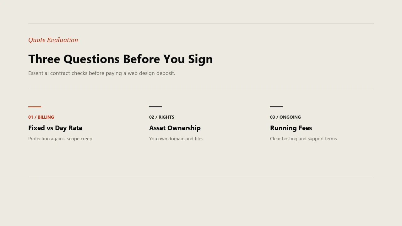 Three essential contract questions to ask before accepting any web design quote
