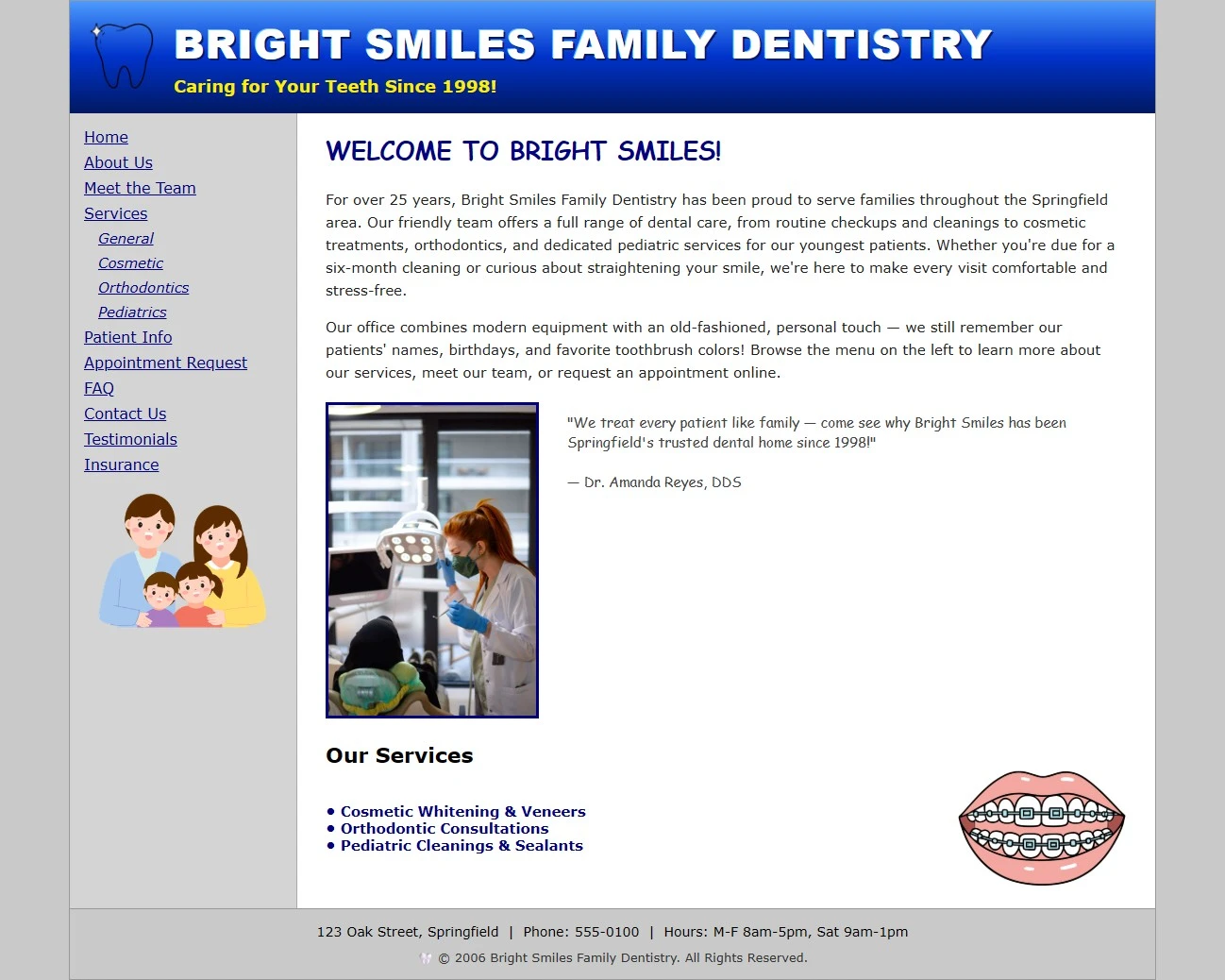 A dated dental practice website